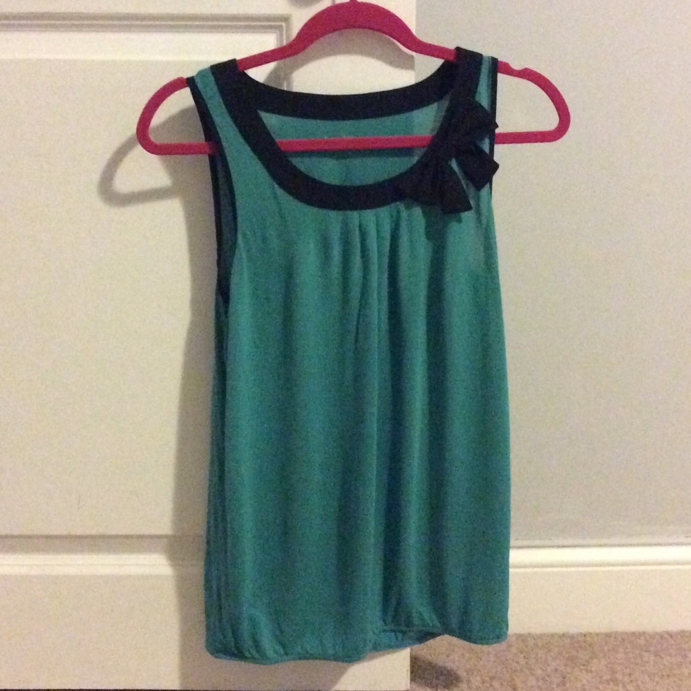 Teal Loft Top with Bow